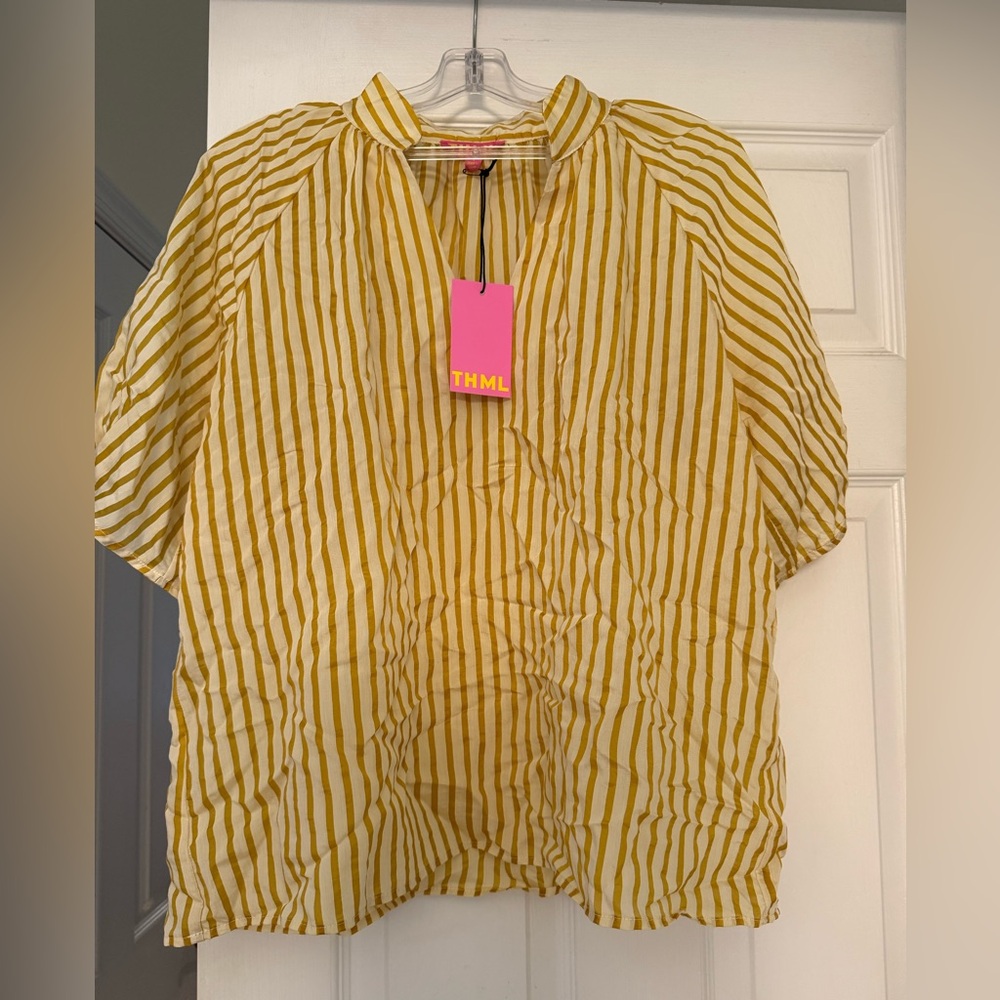 THML Mustard Striped Blouse